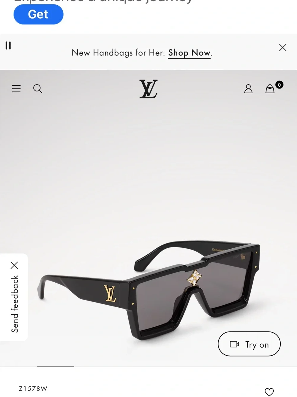 Louis Vuitton Cyclone Sunglasses Black with Gold Accent
